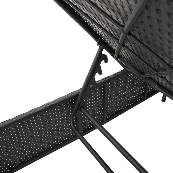 Vidaxl 3 Piece Sun Lounger Set With Cushion Black Poly Rattan Other Patio & Garden Furniture
