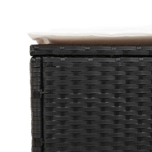 Vidaxl 3 Piece Sun Lounger Set With Cushion Black Poly Rattan Other Patio & Garden Furniture