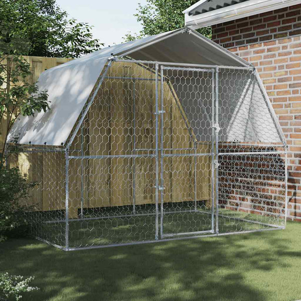 Galvanised Steel Dog Cage With Roof And Door 285 X 195 230 Cm Dog Kennels