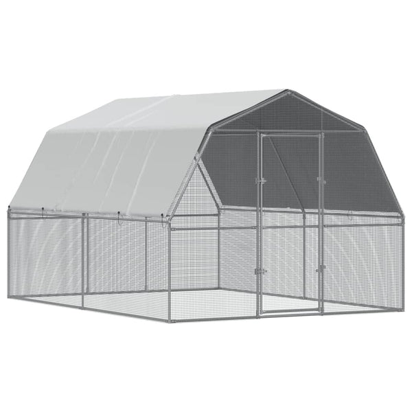 Chicken Cage With Roof And Door Silver Galvanised Steel Poultry Cages