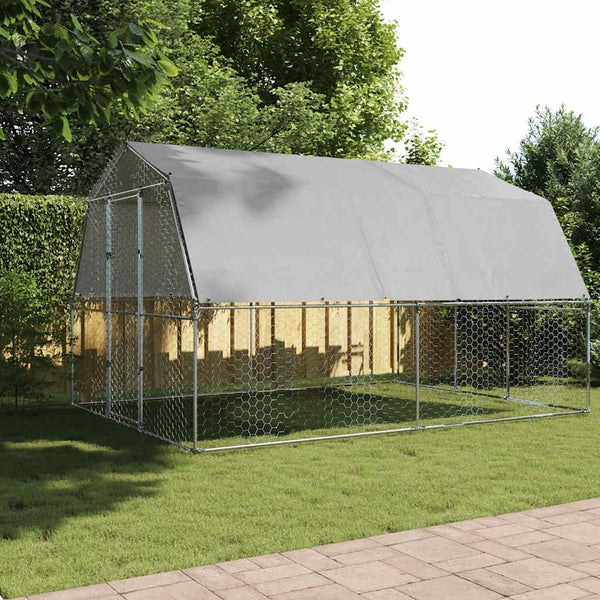 Galvanised Steel Chicken Cage With Roof And Door Silver Poultry Cages