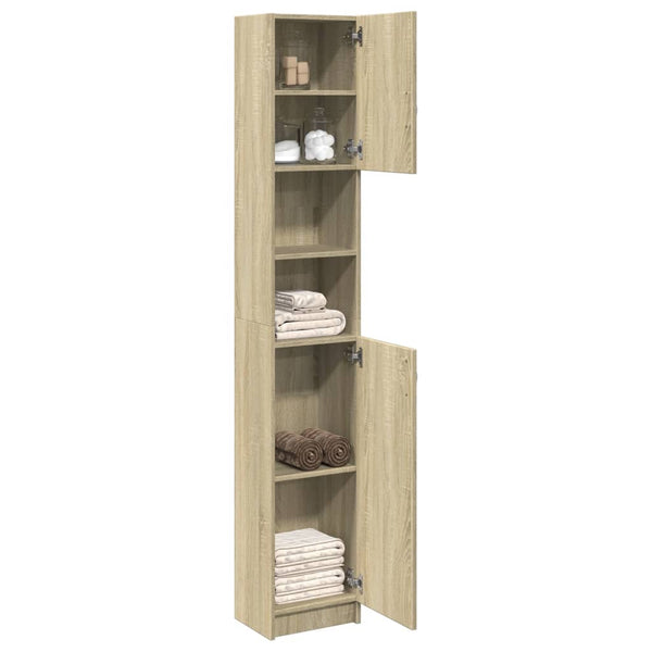 Vidaxl Bathroom Cabinet Sonoma Oak 32X25.5X190 Cm Engineered Wood Cabinets & Cupboards