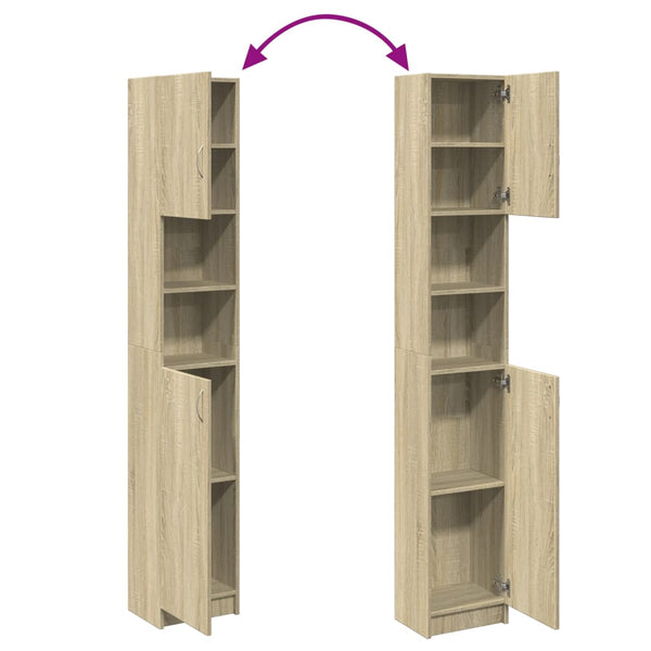 Vidaxl Bathroom Cabinet Sonoma Oak 32X25.5X190 Cm Engineered Wood Cabinets & Cupboards