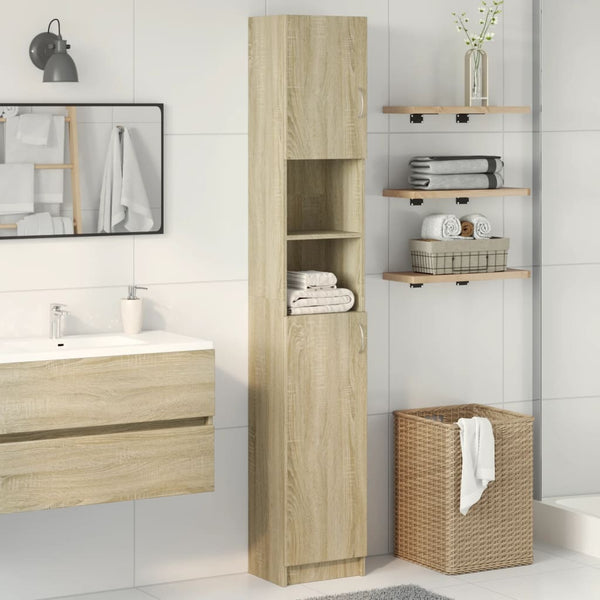 Vidaxl Bathroom Cabinet Sonoma Oak 32X25.5X190 Cm Engineered Wood Cabinets & Cupboards
