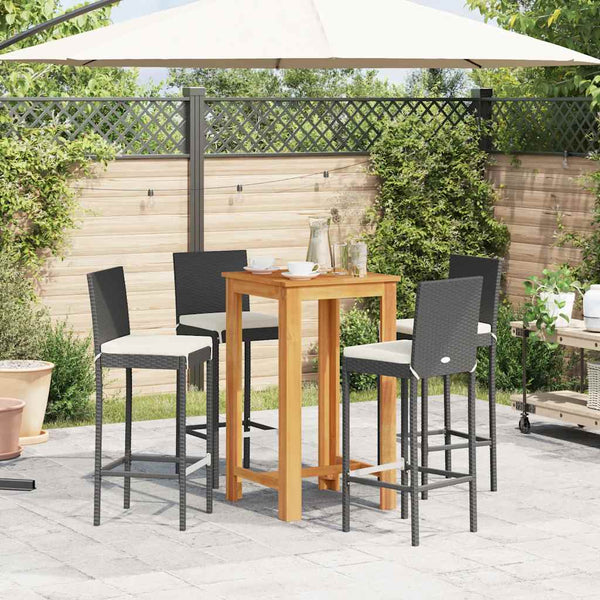 Vidaxl 5 Piece Garden Bar Set Black Solid Wood Acacia And Poly Rattan Other Patio & Garden Furniture