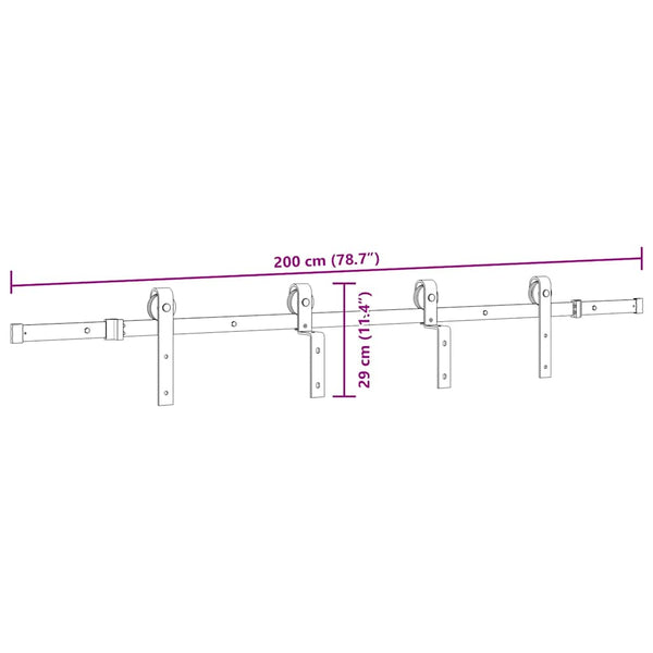 Vidaxl Kit 200 Cm Steel Black Sliding Door Hardware