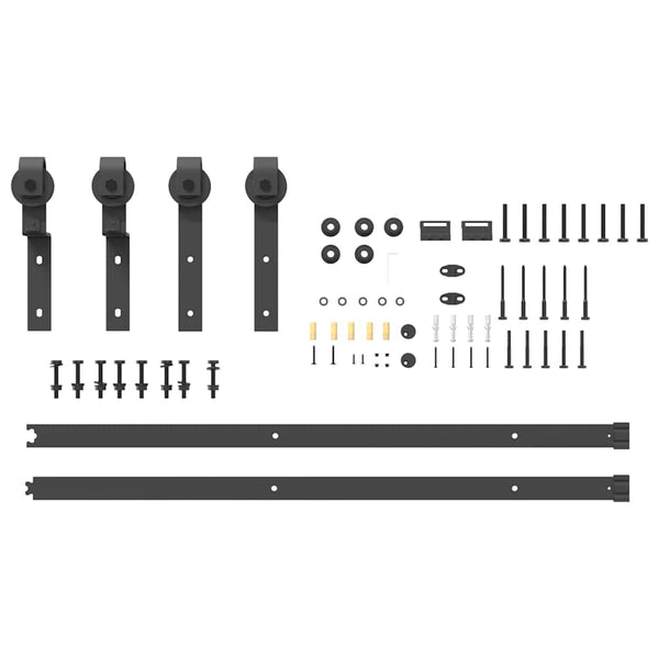 Vidaxl Kit 200 Cm Steel Black Sliding Door Hardware