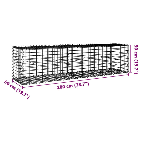Vidaxl Gabion Basket With Cover 200X50x50 Cm Galvanised Iron Gabion Baskets