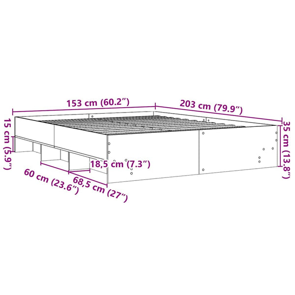 Vidaxl Bed Frame Without Mattress Sonoma Oak 150X200 Cm Engineered Wood Queen Bed Frames