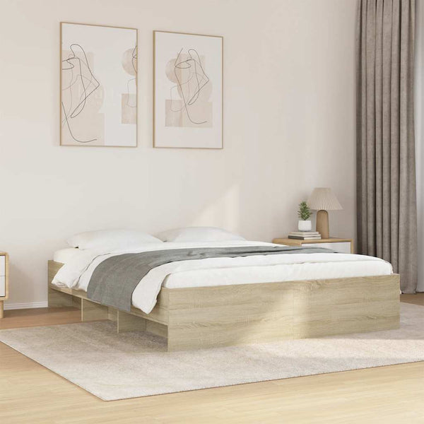 Vidaxl Bed Frame Without Mattress Sonoma Oak 150X200 Cm Engineered Wood Queen Bed Frames