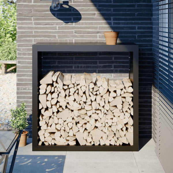 Vidaxl Firewood Rack Black 100X40x100 Cm Steel Firewood Racks