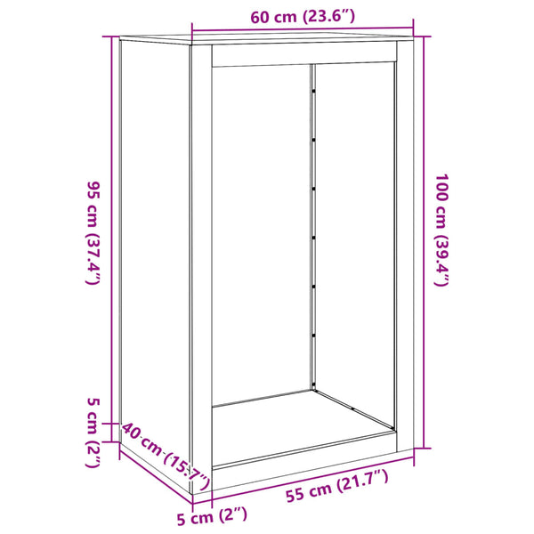 Vidaxl Firewood Rack Black 60X40x100 Cm Steel Firewood Racks