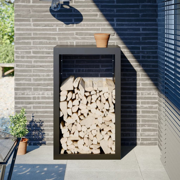 Vidaxl Firewood Rack Black 60X40x100 Cm Steel Firewood Racks
