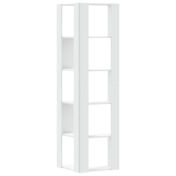 Vidaxl Corner Bookcase 5 Tier White 50X50x179 Cm Engineered Wood Bookshelves