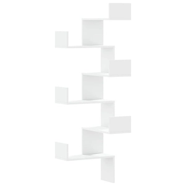 Vidaxl Wall Corner Shelf White 45X45x147 Cm Engineered Wood Wall Shelves