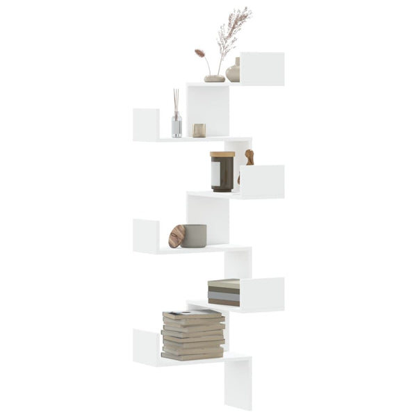 Vidaxl Wall Corner Shelf White 45X45x147 Cm Engineered Wood Wall Shelves
