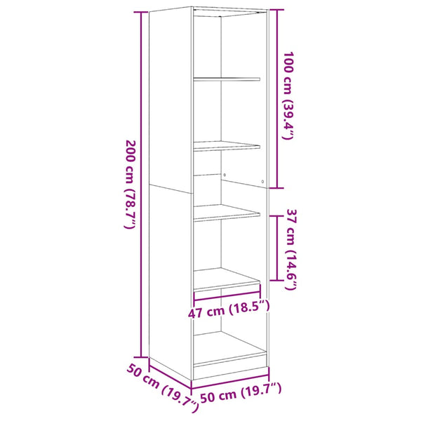 Vidaxl Wardrobe White 50X50x200 Cm Engineered Wood Wardrobes