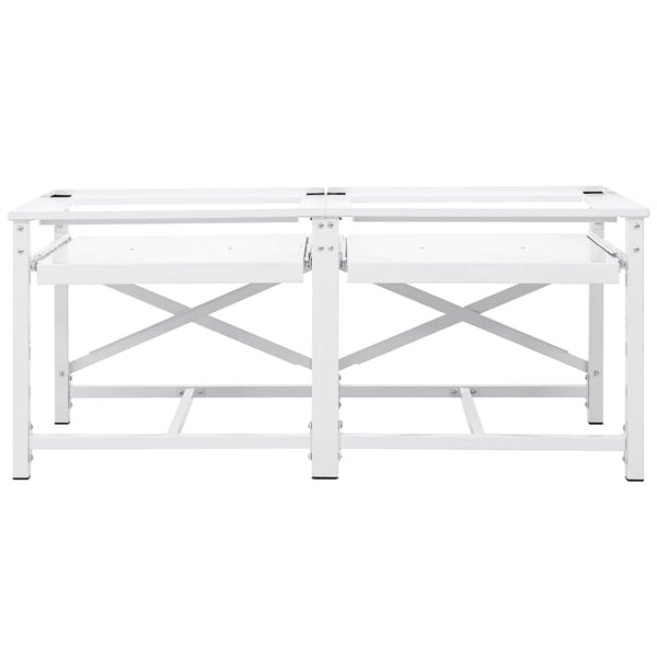 Vidaxl Double Washing Machine Pedestal With Pull Out Shelves White Washing Machines