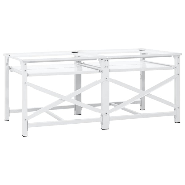Vidaxl Double Washing Machine Pedestal With Pull Out Shelves White Washing Machines