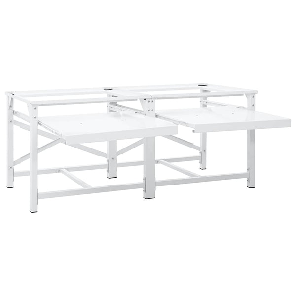 Vidaxl Double Washing Machine Pedestal With Pull Out Shelves White Washing Machines
