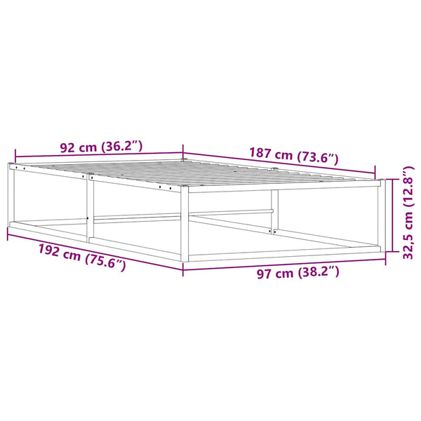 Vidaxl Bed Frame Without Mattress White 92X187 Cm Single Metal Single Bed Frames