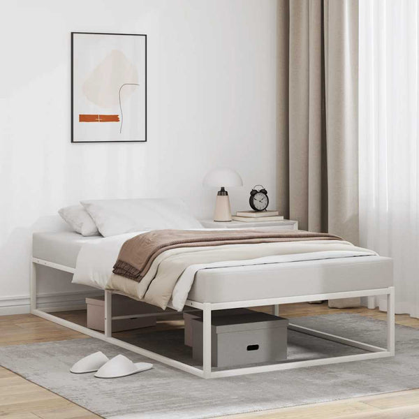 Vidaxl Bed Frame Without Mattress White 92X187 Cm Single Metal Single Bed Frames