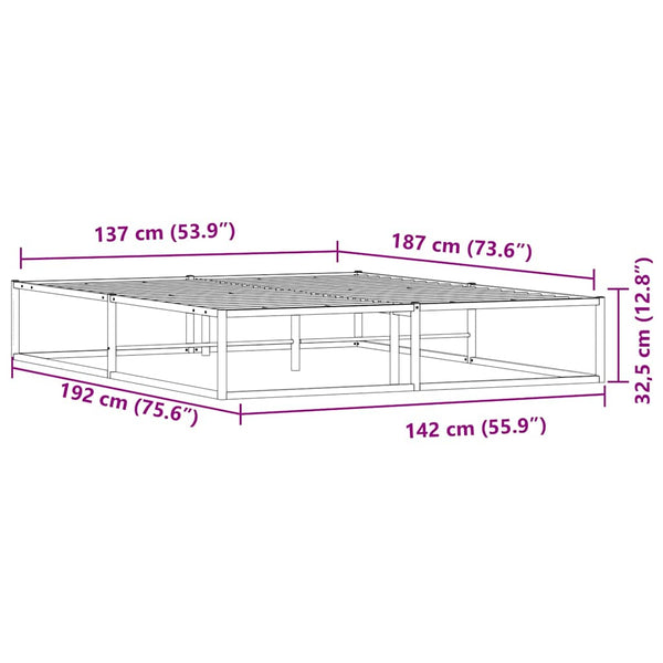 Vidaxl Bed Frame Without Mattress White 137X187 Cm Double Metal Double Bed Frames
