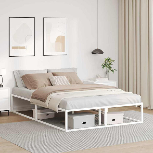 Vidaxl Bed Frame Without Mattress White 137X187 Cm Double Metal Double Bed Frames