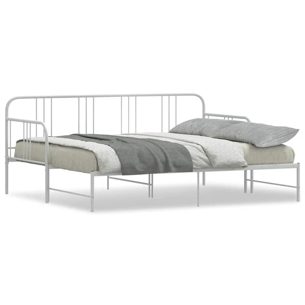 Vidaxl Daybed With Trundle Without Mattress White 92X187 Cm Single Metal Sofa Beds