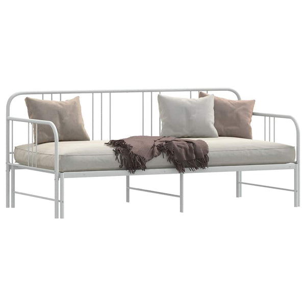 Vidaxl Daybed With Trundle Without Mattress White 92X187 Cm Single Metal Sofa Beds