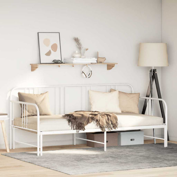 Vidaxl Daybed With Trundle Without Mattress White 92X187 Cm Single Metal Sofa Beds