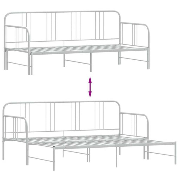 Vidaxl Daybed With Trundle Without Mattress White 92X187 Cm Single Metal Sofa Beds
