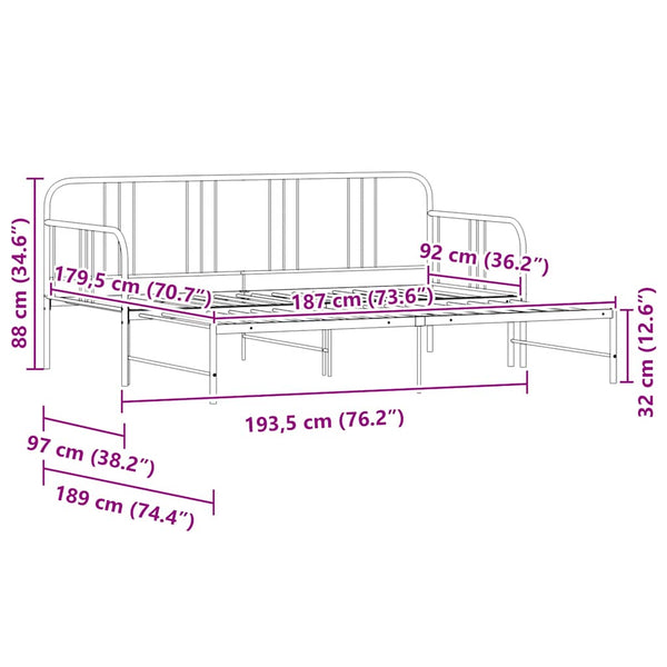 Vidaxl Daybed With Trundle Without Mattress White 92X187 Cm Single Metal Sofa Beds