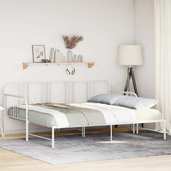 Vidaxl Daybed With Trundle Without Mattress White 92X187 Cm Single Metal Sofa Beds