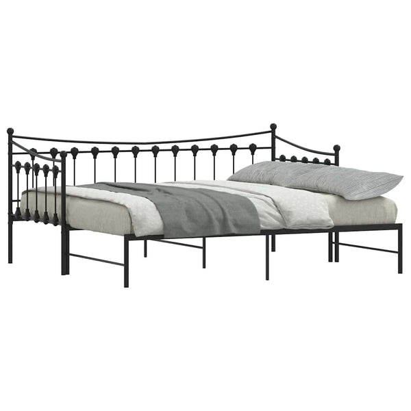 Vidaxl Daybed With Trundle Without Mattress Black 92X187 Cm Single Metal Single Bed Frames