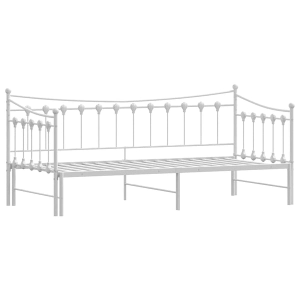 Daybed With Trundle Without Mattress White 92X187 Cm Single Metal Single Bed Frames