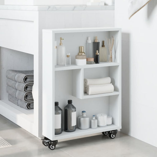 Vidaxl Narrow Storage Trolley White 48X13x68 Cm Engineered Wood Kitchen Carts