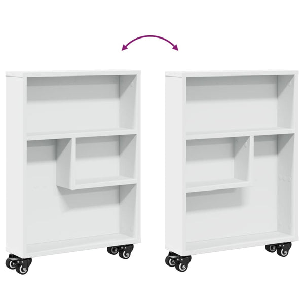 Vidaxl Narrow Storage Trolley White 48X13x68 Cm Engineered Wood Kitchen Carts