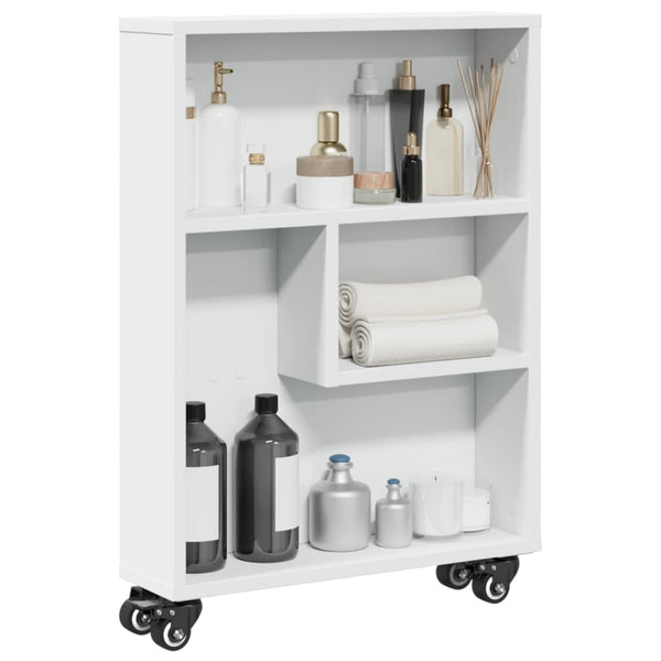 Vidaxl Narrow Storage Trolley White 48X13x68 Cm Engineered Wood Kitchen Carts