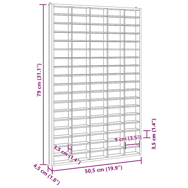 Vidaxl Collector's Display Case With 90 Compartments 50.5X4.5X79cm Display Stands