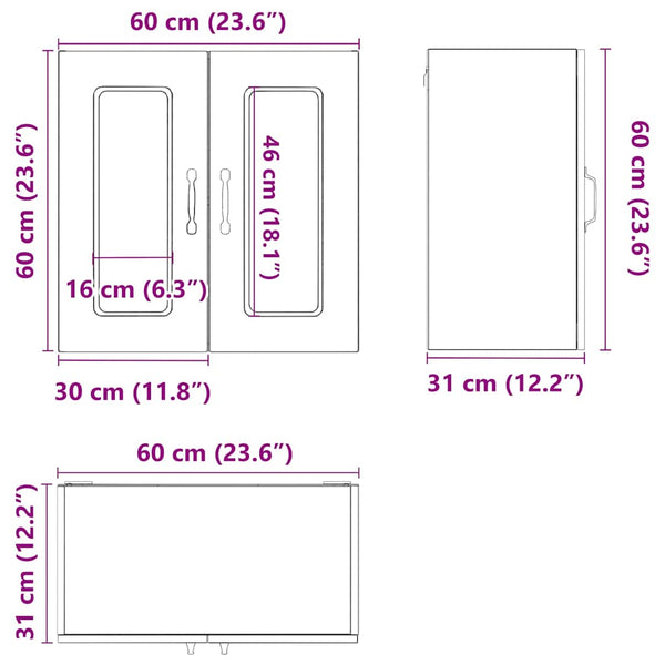Vidaxl Kitchen Wall Cabinet With Glass Door Kalmar White Engineered Wood Cabinets & Cupboards