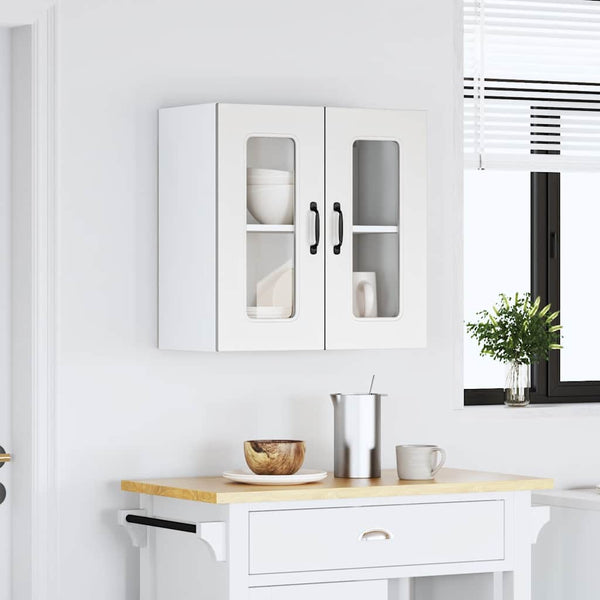 Vidaxl Kitchen Wall Cabinet With Glass Door Kalmar White Engineered Wood Cabinets & Cupboards