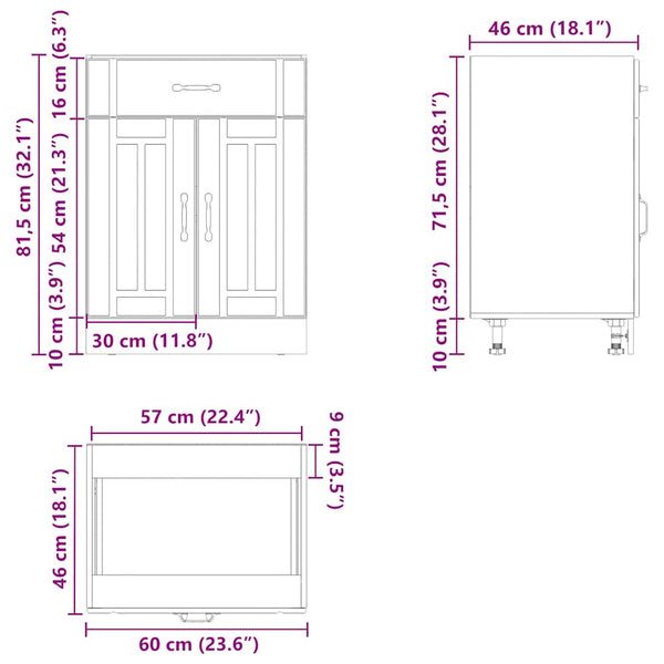 Vidaxl Kitchen Base Cabinet Lucca White Engineered Wood Cabinets & Cupboards