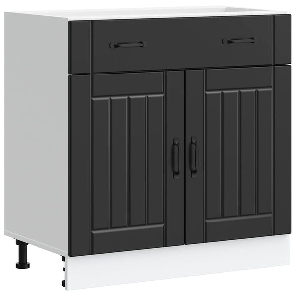 Kitchen Base Cabinet "Lucca" Black / White Engineered Wood Cabinets & Cupboards