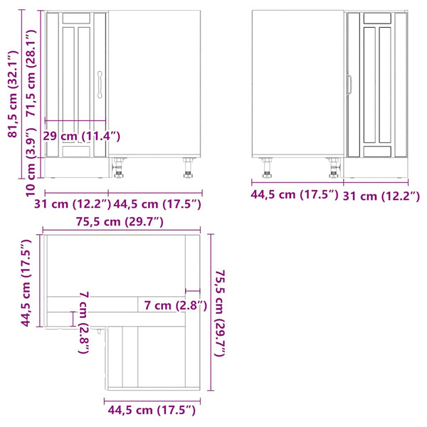 Vidaxl Kitchen Corner Base Cabinet Lucca White Engineered Wood Cabinets & Cupboards