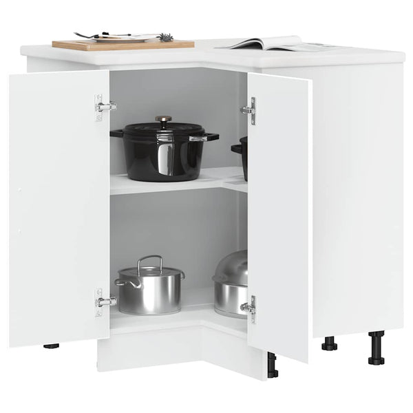 Vidaxl Kitchen Corner Base Cabinet Lucca White Engineered Wood Cabinets & Cupboards