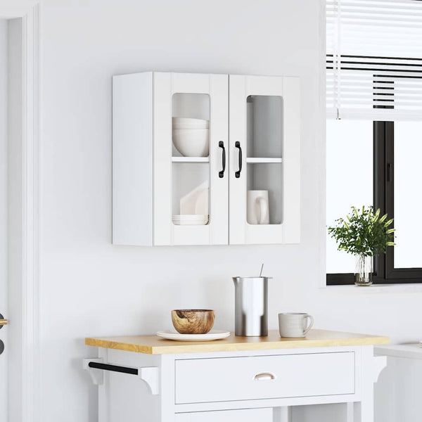 Vidaxl Kitchen Wall Cabinet With Glass Door Lucca White Engineered Wood Cabinets & Cupboards