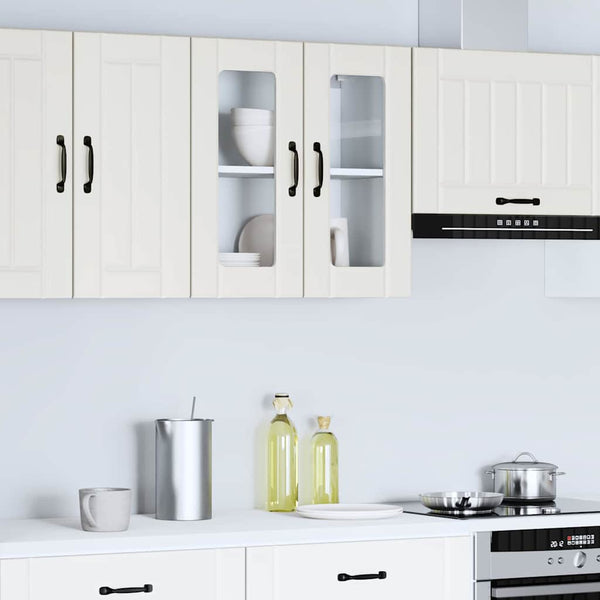 Vidaxl Kitchen Wall Cabinet With Glass Door Lucca White Engineered Wood Cabinets & Cupboards