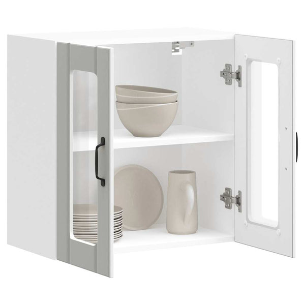 Vidaxl Kitchen Wall Cabinet With Glass Door Lucca White Engineered Wood Cabinets & Cupboards