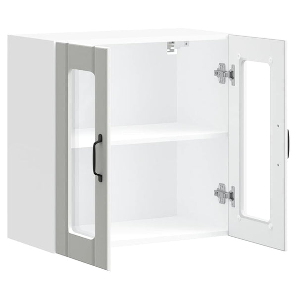 Vidaxl Kitchen Wall Cabinet With Glass Door Lucca White Engineered Wood Cabinets & Cupboards